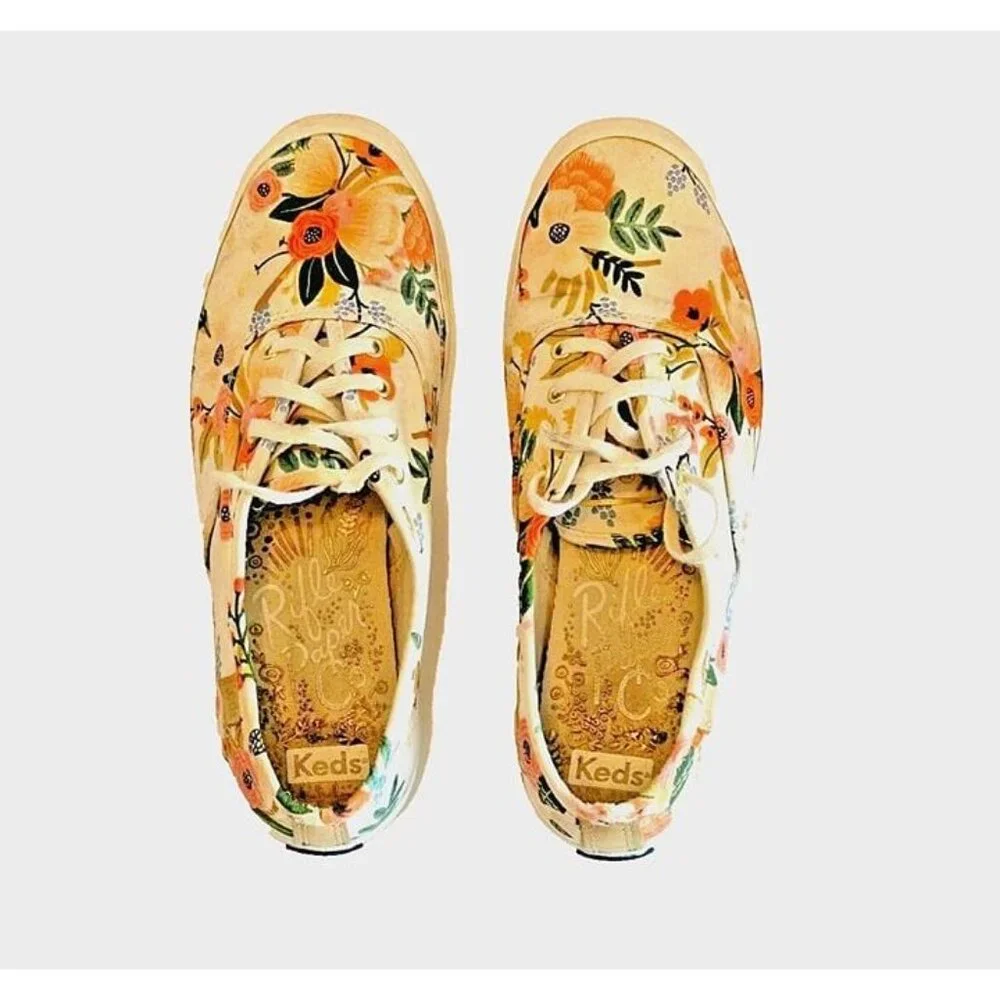 KEDS Rifle Paper Co Woman 6.5 Lively Floral Garden Print Canvas Lace Up Sneakers